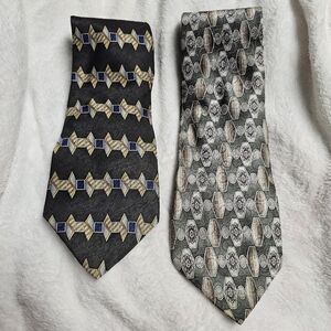 Vintage 100% Silk Geometric Albert Nipon and Pierre Cardin Tie Bundle